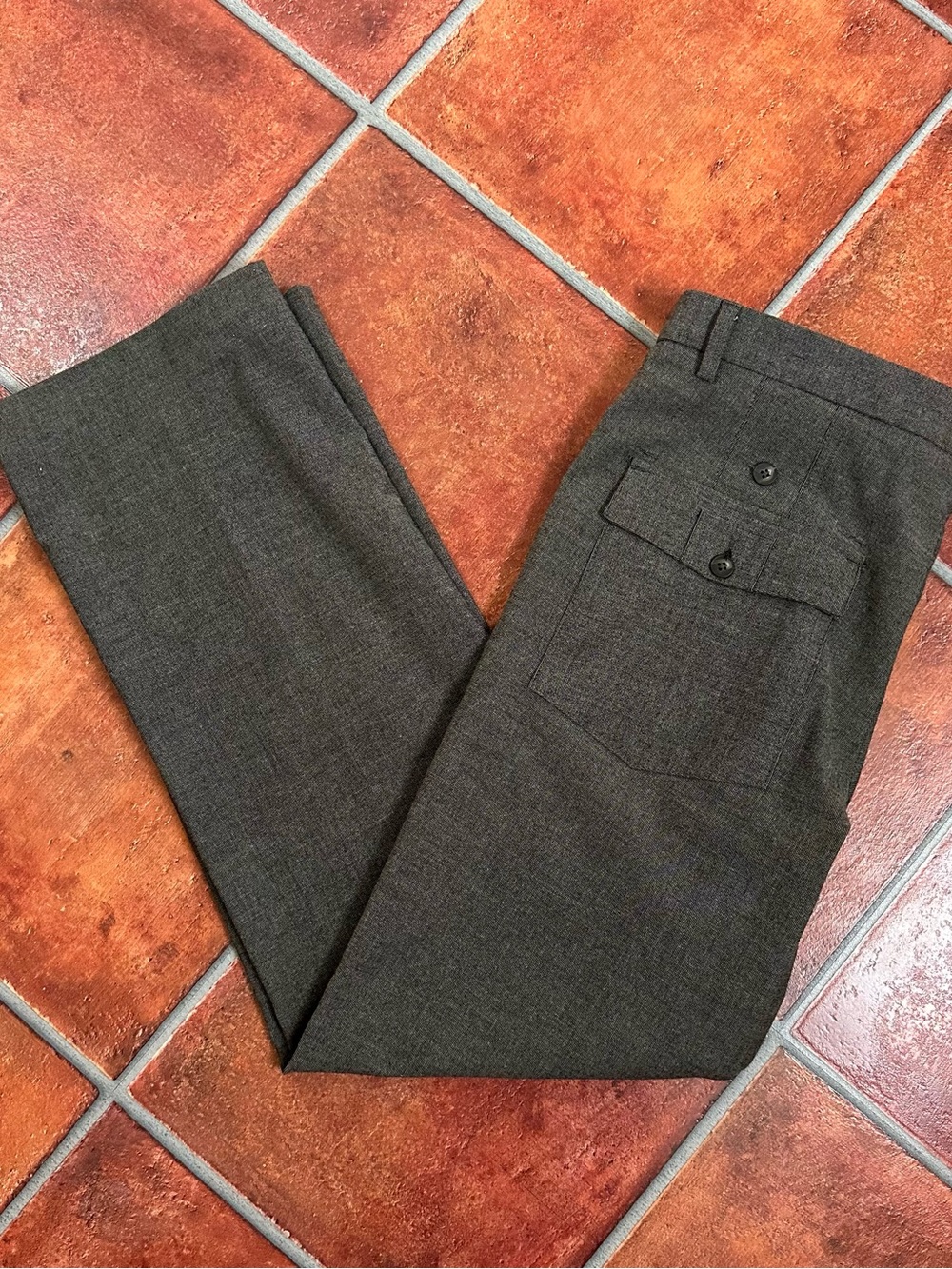 Reiss Men's Dark Grey Dress Pants with Back Flap Pockets